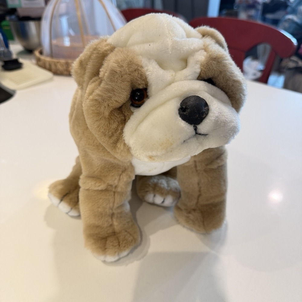 VINTAGE TY Plush Classic 1990 Winston Beige Cream Bulldog Dog Pet Stuffed Animal